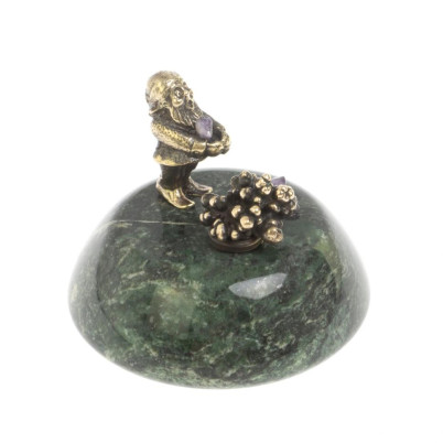 Статуэтка из бронзы на подставке из змеевика  &quot;Гномик&quot;