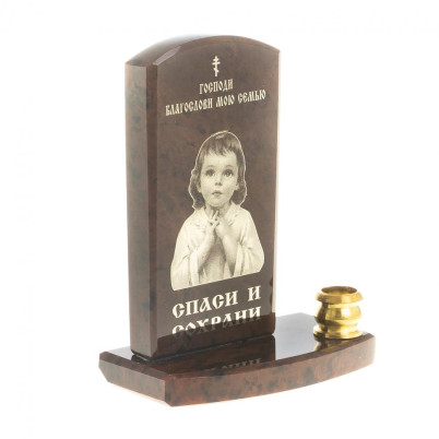 Оберег с подсвечником &quot;Благослави мою семью&quot; камень обсидиан