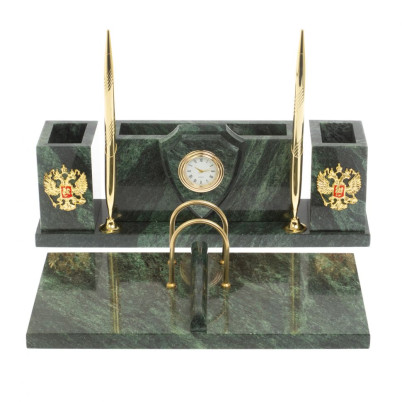 Настольный набор &quot;Щит&quot; из шабровского змеевика