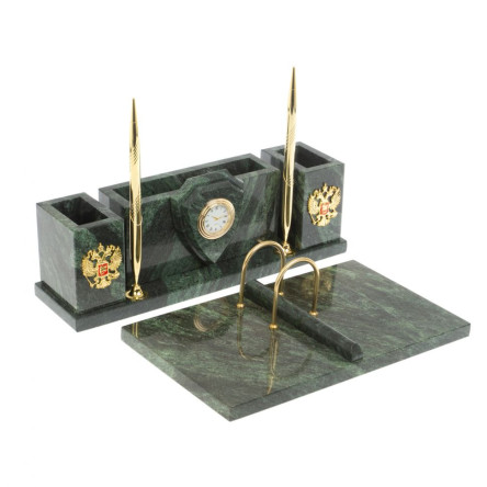 Настольный набор "Щит" из шабровского змеевика