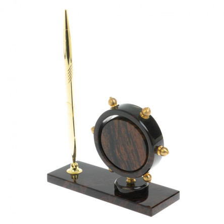 Часы настольные "Штурвал" камень обсидиан