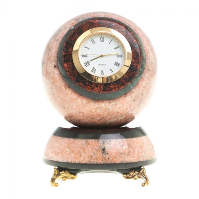Сувенирные часы &quot;Шар Антистресс&quot; розовый мрамор 9х9х14 см