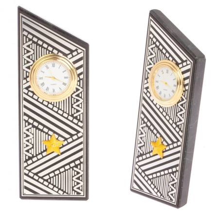 Часы "Погон генерал" цвет серебро камень змеевик треугольные