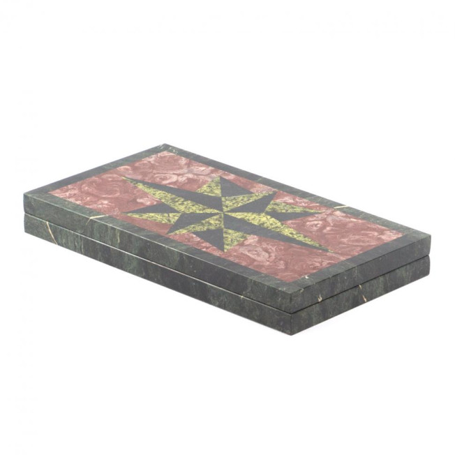 Сувенирные нарды из камня "Роза ветров" лемезит змеевик