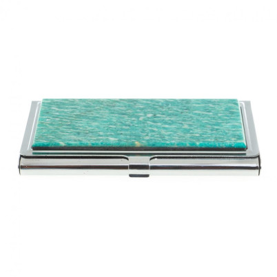 Карманная визитница из камня амазонит цвет серебро