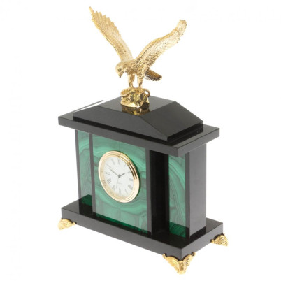 Часы &quot;Орел&quot; из малахита 17,5х9х24 см