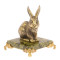Статуэтка из бронзы "Кролик" на подставке из змеевика