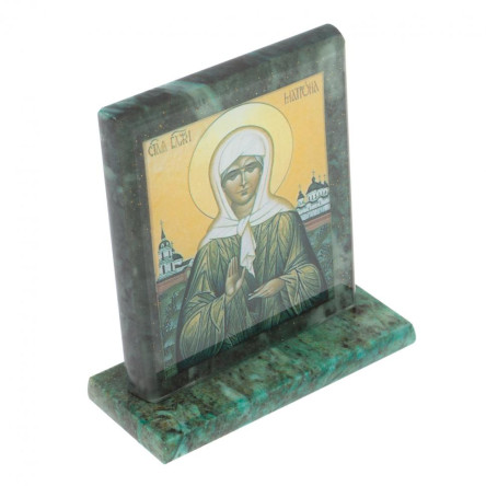 Икона настольная "Матрона Московская" камень змеевик 11,5х4,5х12 см