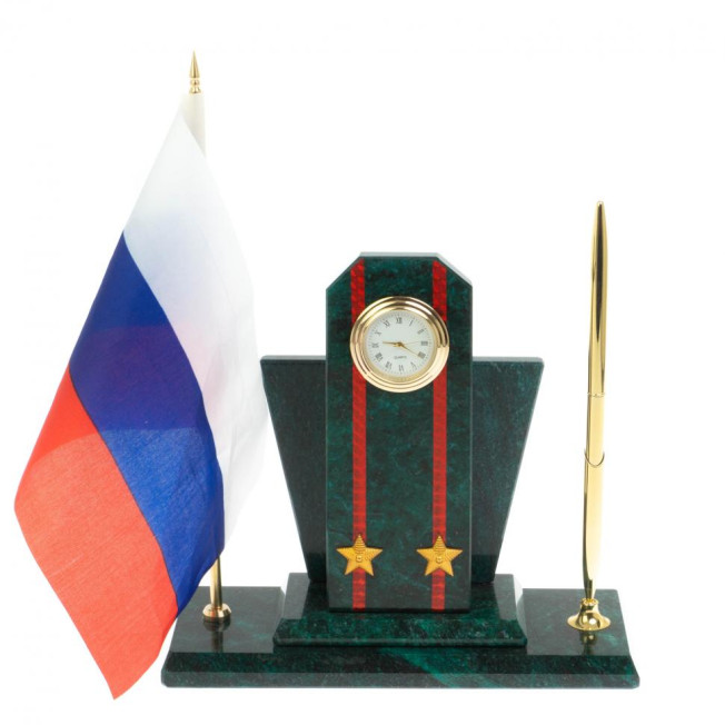 Настольный набор "Погон подполковник ВС" змеевик