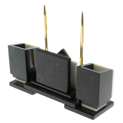 Настольный набор &quot;Офисный&quot; из мрамора с часами