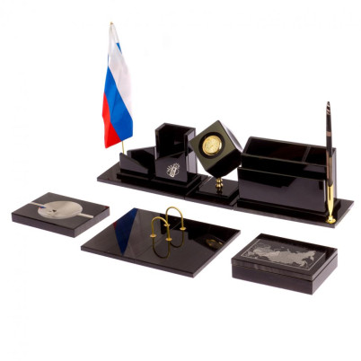 Письменный набор &quot;Оптимал плюс&quot; из черного обсидиана