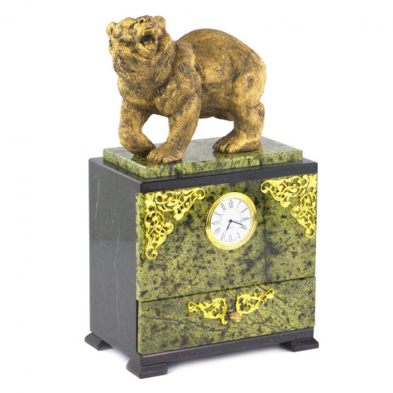 Часы с выдвижным ящиком "Рычащий медведь"