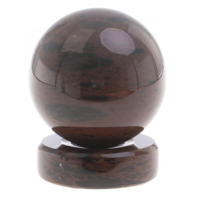 Шар из обсидиана 8 см коричневый на круглой подставке