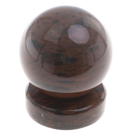 Шар из обсидиана 8 см коричневый на круглой подставке