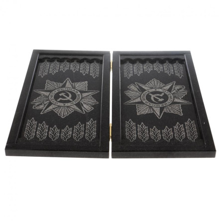 Нарды с гравировкой "Отечественная война" из камня гранит