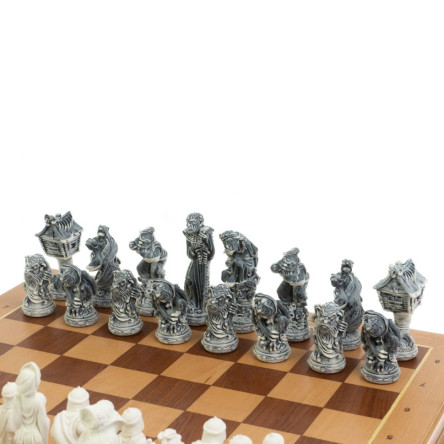 Шахматный ларец "Русские сказки" доска 49х49 см мрамолит / дерево