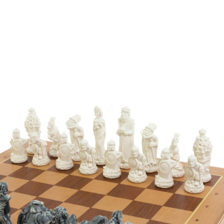 Шахматный ларец "Русские сказки" доска 49х49 см мрамолит / дерево