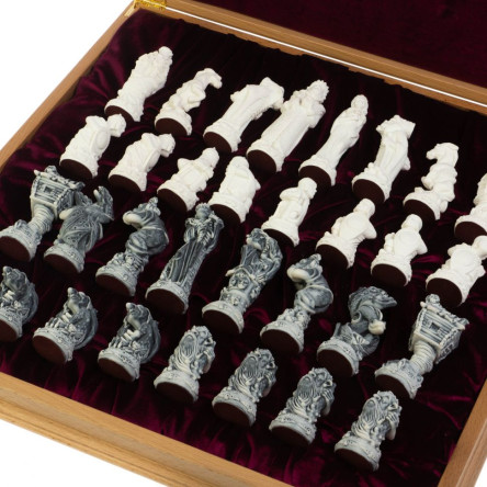 Шахматный ларец "Русские сказки" доска 49х49 см мрамолит / дерево