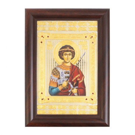 Икона гравюра "Св. Георгий Победоносец" багет 12,5х17,5х1 см Златоуст
