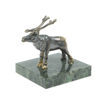 Статуэтка &quot;Северный олень&quot; из бронзы и змеевика