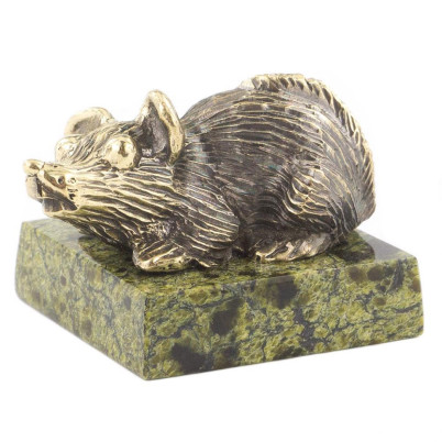 Статуэтка &quot;Крыса пучеглазая&quot; из бронзы и змеевика