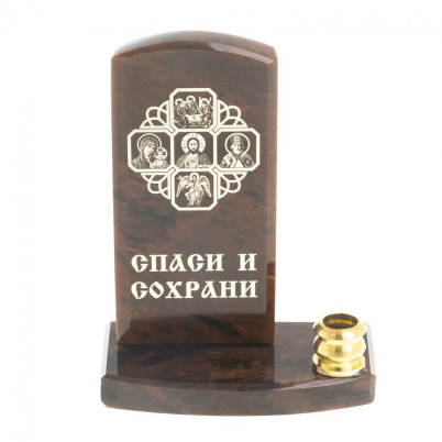 Оберег с подсвечником &quot;Спаси и сохрани&quot; малый камень обсидиан