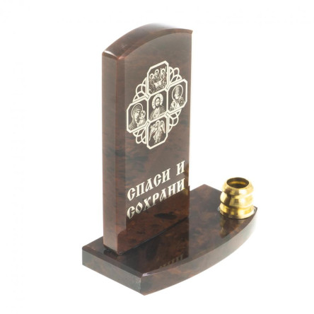 Оберег с подсвечником "Спаси и сохрани" малый камень обсидиан