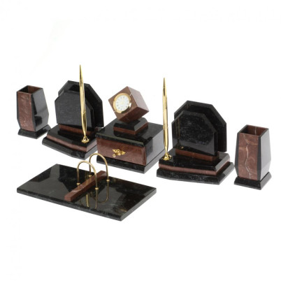 Настольный канцелярский набор "Куб" камень лемезит