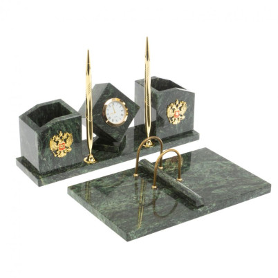 Настольный набор &quot;Куб&quot; из шабровского змеевика