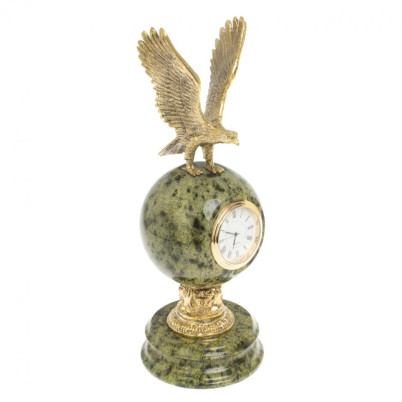 Настольные часы &quot;Орел&quot; бронза змеевик