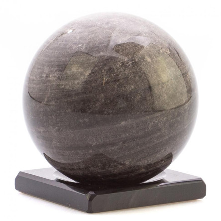 Шар из серого обсидиана 10 см на подставке