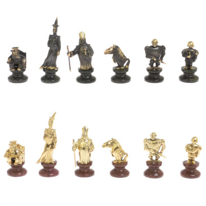 Шахматы подарочные "Европейские" из камня и бронзы 44х44 см