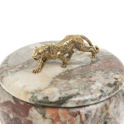 Шкатулка круглая &quot;Гепард&quot; из креноида 15х15х12 см