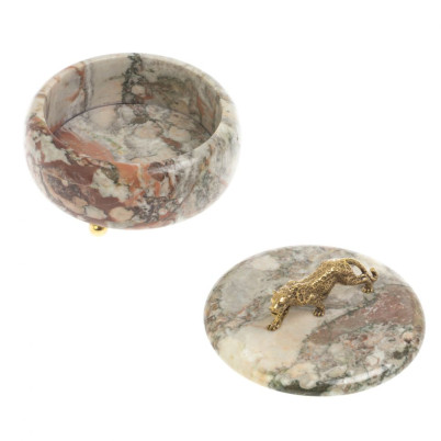 Шкатулка круглая &quot;Гепард&quot; из креноида 15х15х12 см