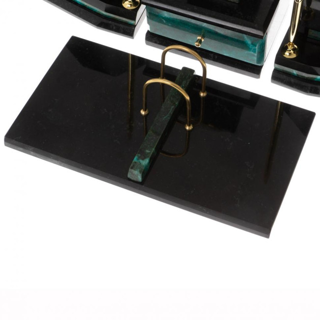 Письменный набор "Куб" из натурального змеевика