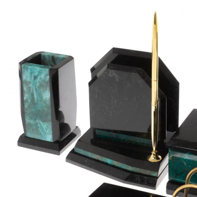 Письменный набор "Куб" из натурального змеевика