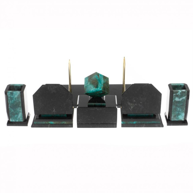 Письменный набор "Куб" из натурального змеевика