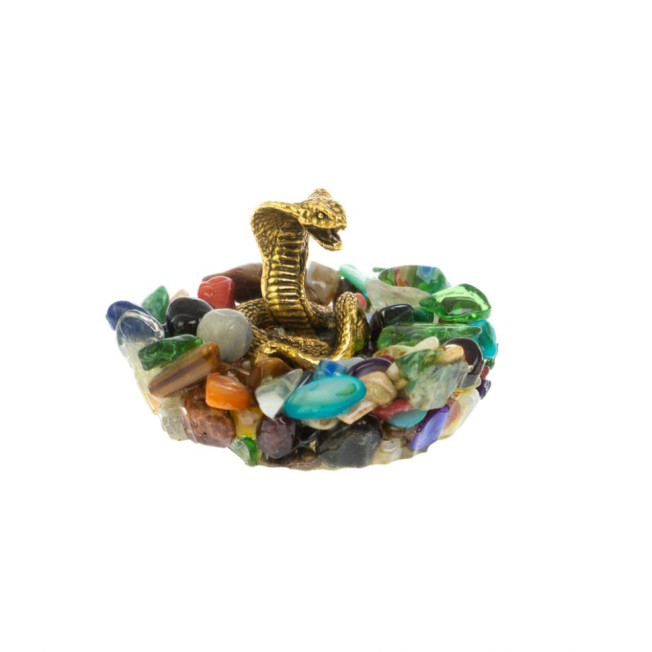Статуэтка "Кобра" на самоцветах бронза 5х5х4,5 см