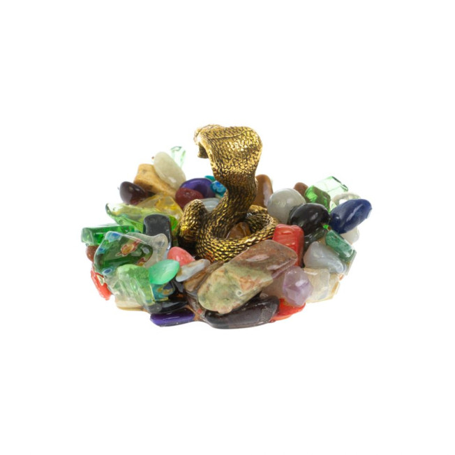 Статуэтка "Кобра" на самоцветах бронза 5х5х4,5 см