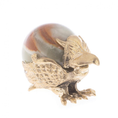 Статуэтка сувенир &quot;Попугай с шаром&quot; бронза камень оникс