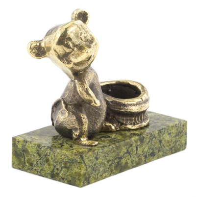 Статуэтка &quot;Мышка с лукошком&quot; из бронзы и змеевика