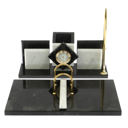 Письменный набор "Менеджер" из мрамора и змеевика