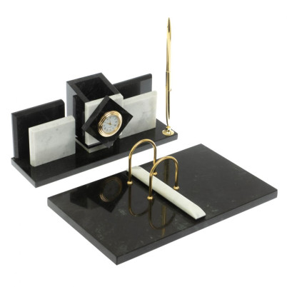 Письменный набор &quot;Менеджер&quot; из мрамора и змеевика