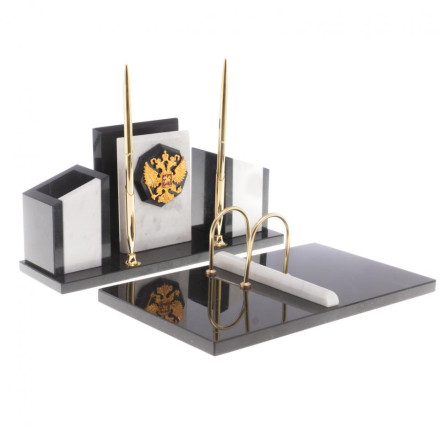 Письменный набор "Канцелярский" с гербом камень мрамор