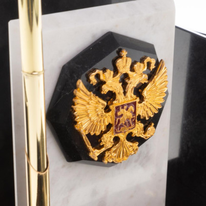 Письменный набор &quot;Канцелярский&quot; с гербом камень мрамор