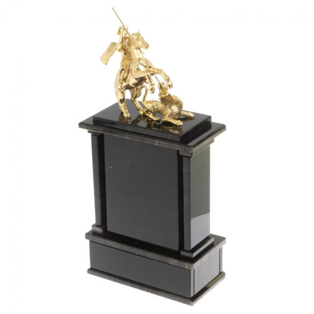 Настольные часы "Георгий Побеносец"из черного обсидиана