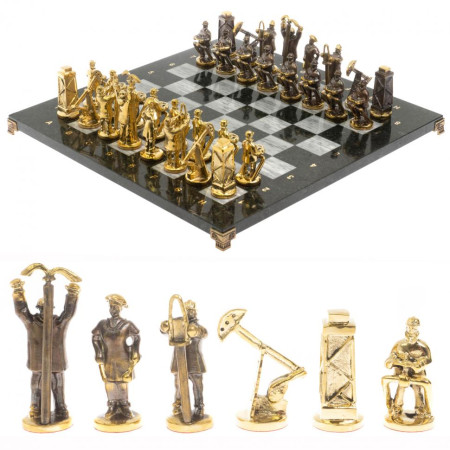 Шахматы подарочные &quot;Нефтяники&quot; 44х44 см серый мрамор