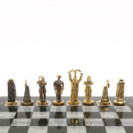 Шахматы подарочные &quot;Нефтяники&quot; 44х44 см серый мрамор