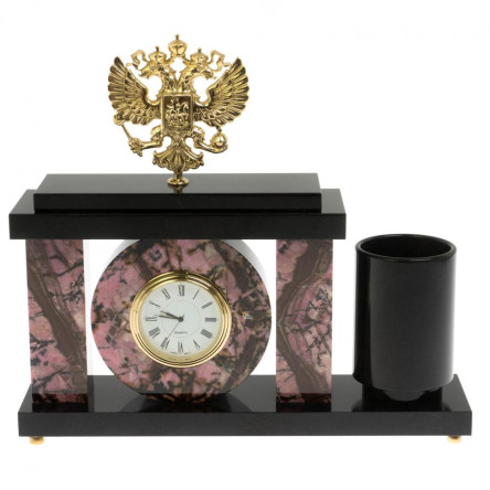 Настольный мини-набор "Герб РФ" из родонита