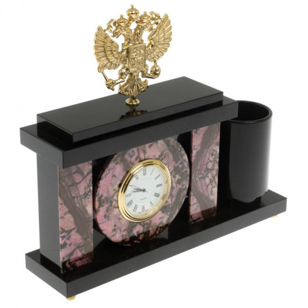 Настольный мини-набор "Герб РФ" из родонита